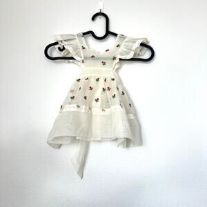 Vintage A BayBee Off White Red Cherry Frock Airy Cottagecore Fairy-tale Chic